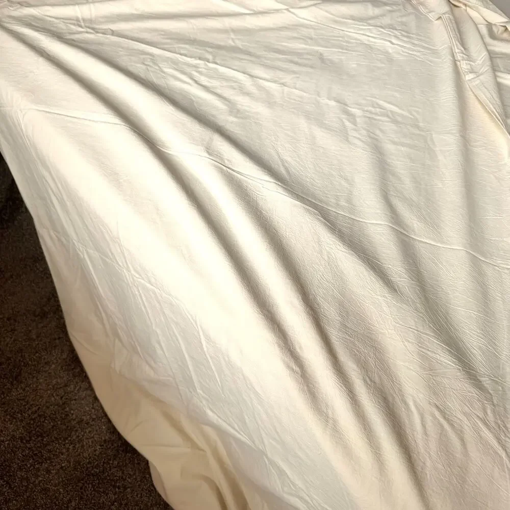Bedsure Beige King Duvet Cover 100% Cotton Button Closure Minimalist Hygge EUC